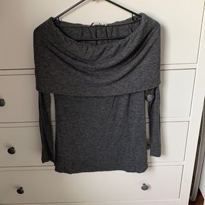 LOFT OFF THE SHOULDER GREY SHIRT - SIZE XS